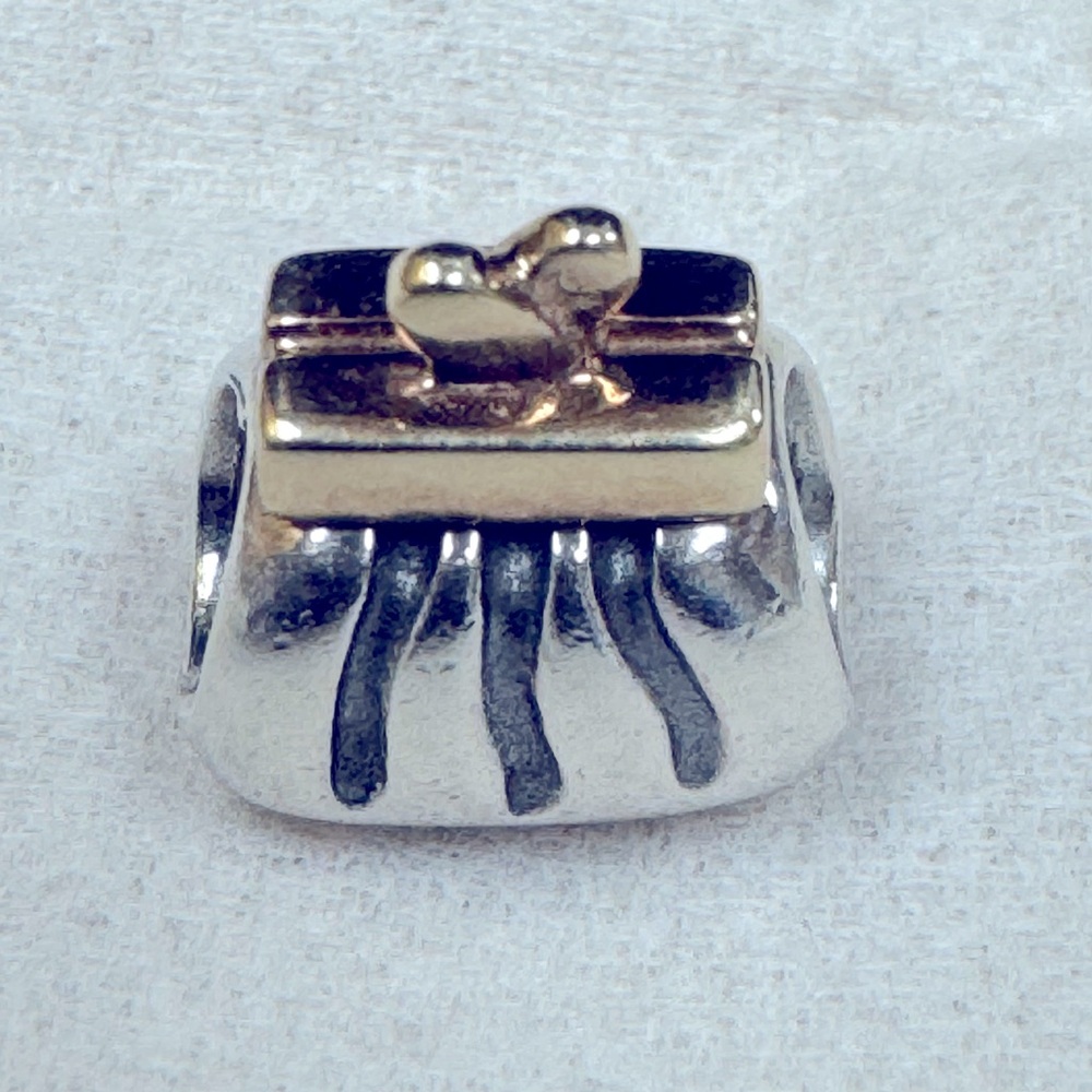 Authentic Retired Pandora Silver 14K Gold Purse Clutch Handbag Charm